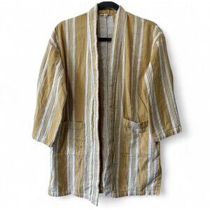 Eileen Fisher Kimono Organic Cotton Oversize Jacket XXS/XS Bohemian Boho Yellow